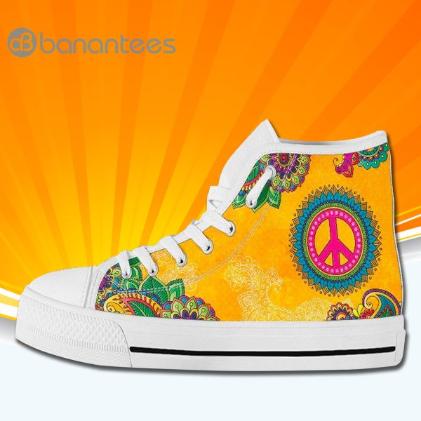 Peace Love Hippie High Top Canvas Shoes Sneakers For Men And Women Product Photo