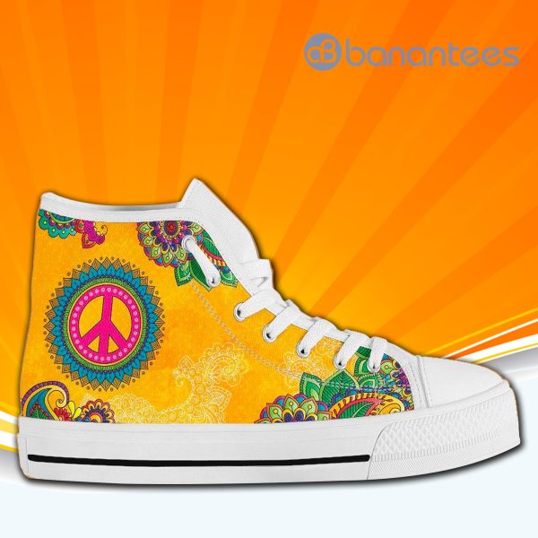 Peace Love Hippie High Top Canvas Shoes Sneakers For Men And Women Product Photo