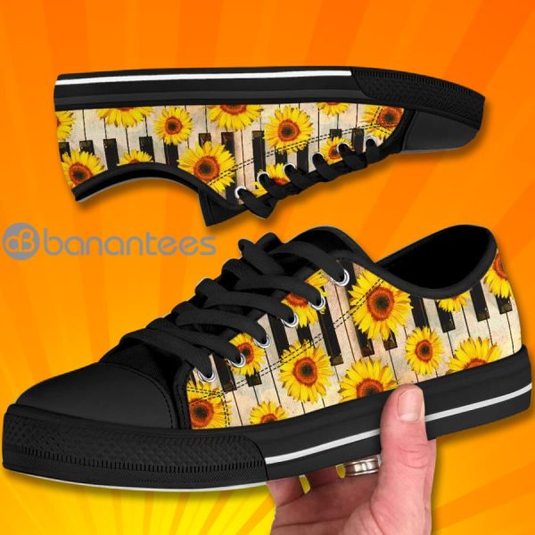 Piano Sunflowers Pattern Low Top Canvas Shoes Product Photo
