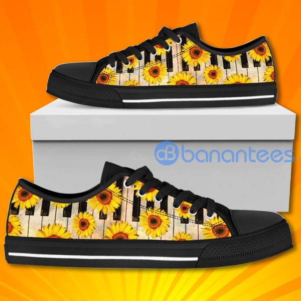 Piano Sunflowers Pattern Low Top Canvas Shoes Product Photo