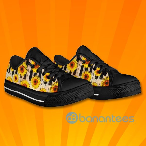 Piano Sunflowers Pattern Low Top Canvas Shoes Product Photo