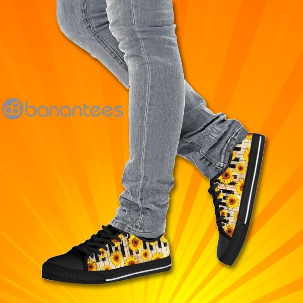 Piano Sunflowers Pattern Low Top Canvas Shoes Product Photo