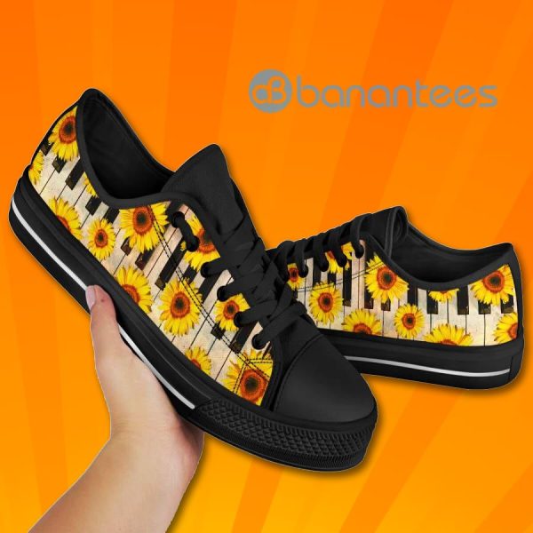 Piano Sunflowers Pattern Low Top Canvas Shoes Product Photo