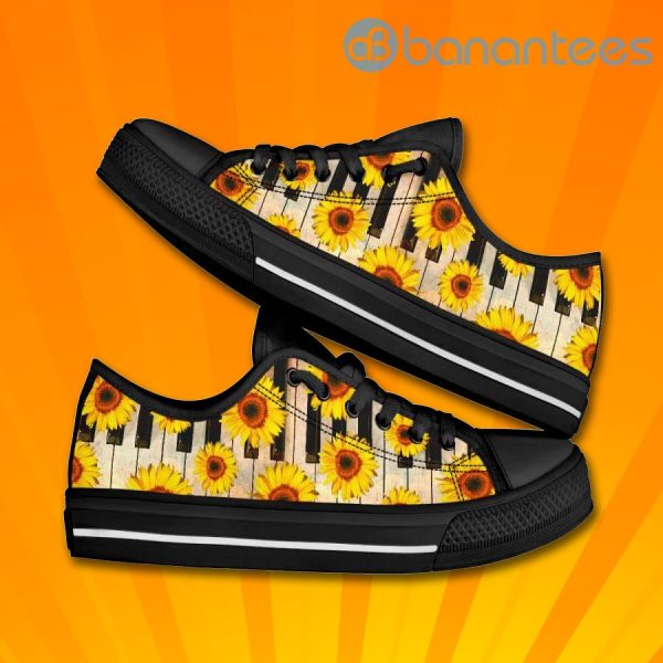 Piano Sunflowers Pattern Low Top Canvas Shoes Product Photo