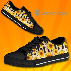Piano Sunflowers Pattern Low Top Canvas Shoes Product Photo