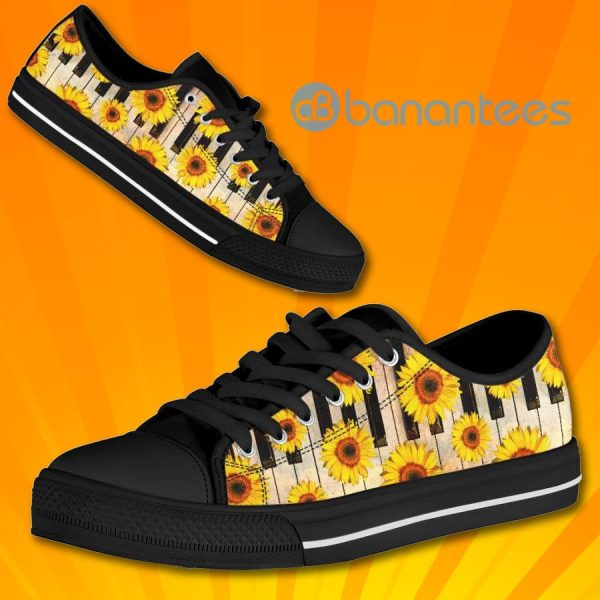 Piano Sunflowers Pattern Low Top Canvas Shoes Product Photo