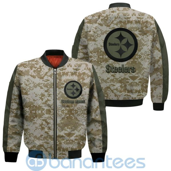 Pittsburgh Steelers American Football Team Logo Camouflage Custom Name Bomber Jacket Product Photo