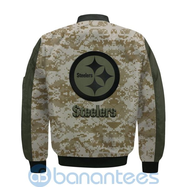 Pittsburgh Steelers American Football Team Logo Camouflage Custom Name Bomber Jacket Product Photo