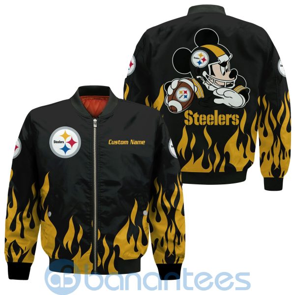 Pittsburgh Steelers Football Team Logo Disney Mickey Custom Name Bomber Jacket Product Photo