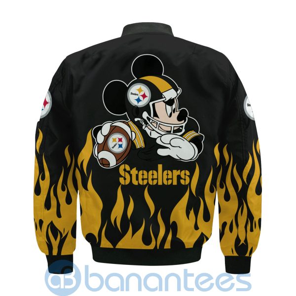 Pittsburgh Steelers Football Team Logo Disney Mickey Custom Name Bomber Jacket Product Photo