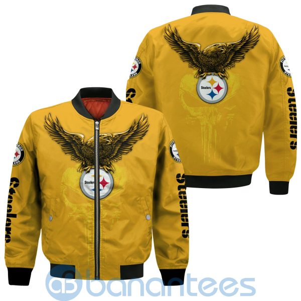 Pittsburgh Steelers Logo Eagle Skull Bomber Jacket Product Photo