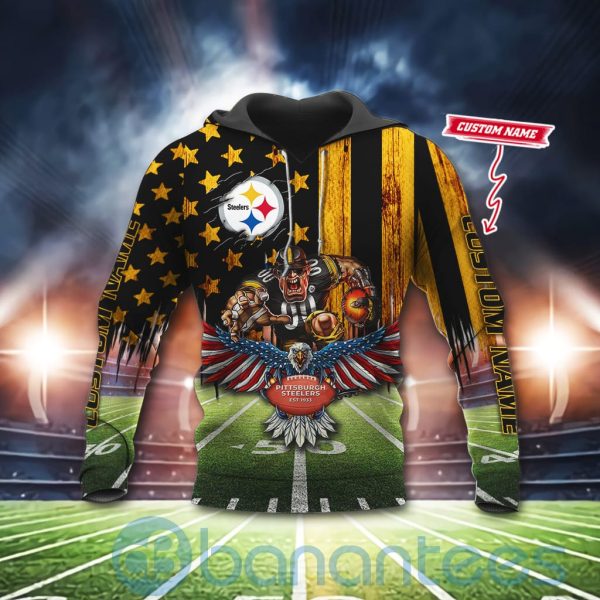 Pittsburgh Steelers Mascot Eagle Custom Name 3D All Over Printed Shirt Product Photo