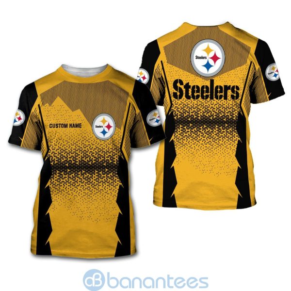 Pittsburgh Steelers NFL Football Team Custom Name Yellow 3D All Over Printed Shirt Product Photo