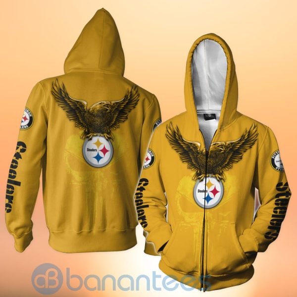 Pittsburgh Steelers NFL Logo Eagle Skull 3D All Over Printed Shirt Product Photo