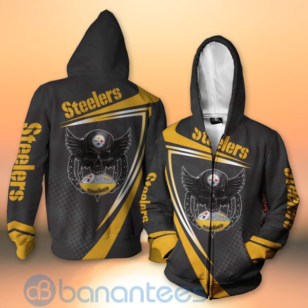 Pittsburgh Steelers NFL Skull American Football Sporty Design 3D All Over Printed Shirt Product Photo