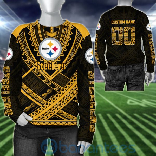 Pittsburgh Steelers NFL Team Logo Polynesian Pattern Custom Name Number 3D All Over Printed Shirt Product Photo