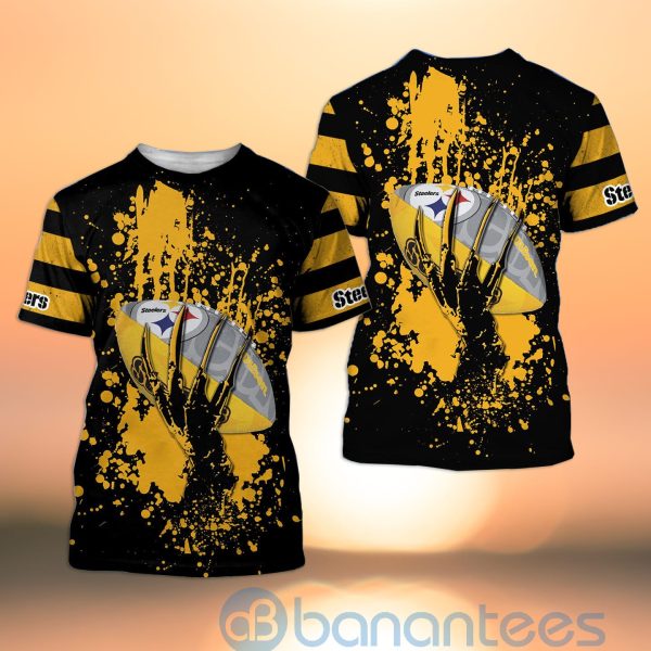 Pittsburgh Steelers Skull Hand NFL Football Team Logo Ball 3D All Over Printed Shirt Product Photo