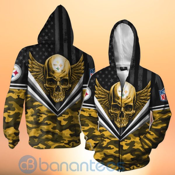 Pittsburgh Steelers Skull Wings 3D All Over Printed Shirt Product Photo