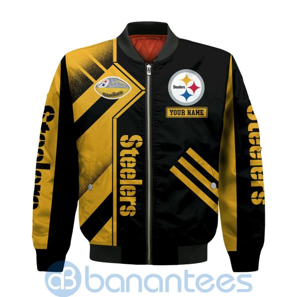 Pittsburgh Steelers Super Bowl Champions Custom Name Number Bomber Jacket Product Photo