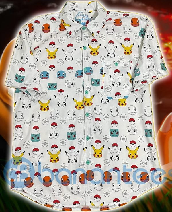 Pokemon Characters Pattern Short Sleeves Hawaiian Shirt Summer Shirt Product Photo