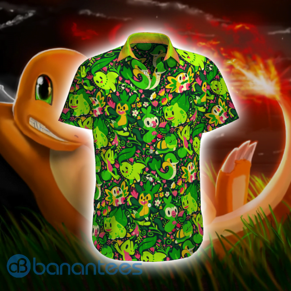 Pokemon Green Color Short Sleeves Hawaiian Shirt Product Photo