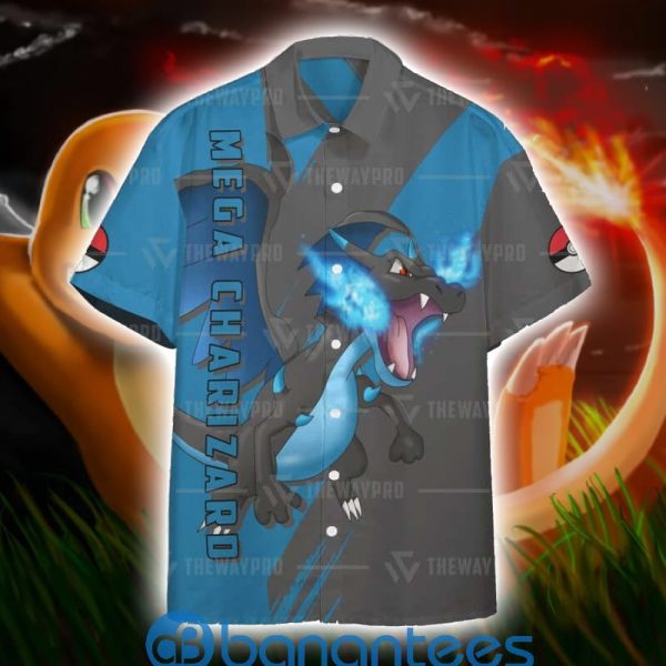 Pokemon Mega Charizard Short Sleeves Hawaiian Shirt Summer Shirt Product Photo
