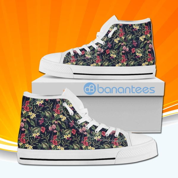 Poppy Floral High Top Canvas Shoes Sneakers For Men And Women Product Photo
