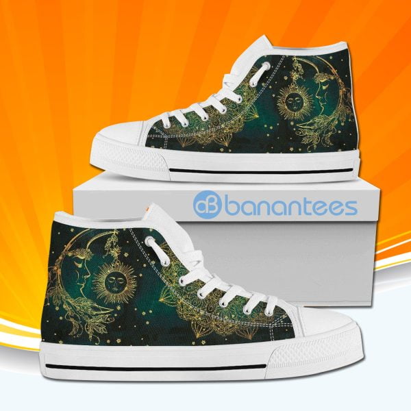 Psychedelic Sun And Moon High Top Canvas Shoes Sneakers For Men And Women Product Photo