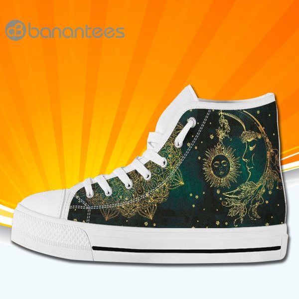 Psychedelic Sun And Moon High Top Canvas Shoes Sneakers For Men And Women Product Photo