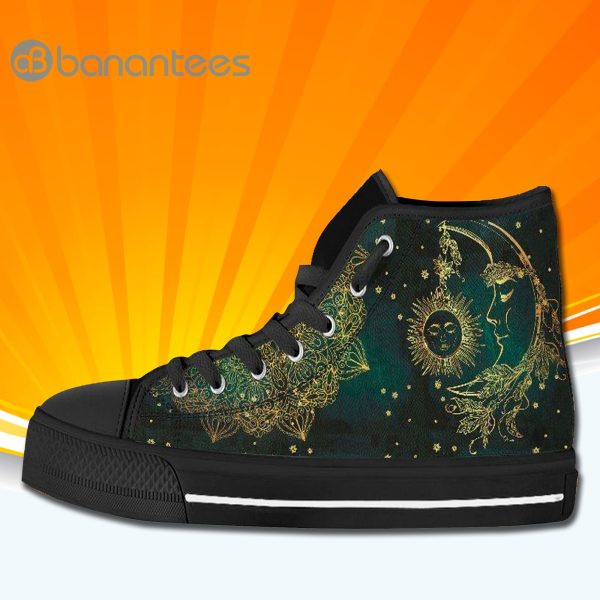 Psychedelic Sun And Moon High Top Canvas Shoes Sneakers For Men And Women Product Photo