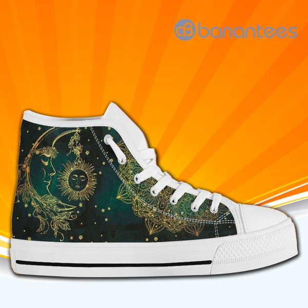 Psychedelic Sun And Moon High Top Canvas Shoes Sneakers For Men And Women Product Photo
