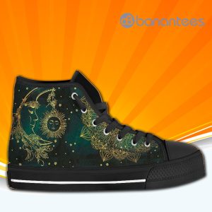 Psychedelic Sun And Moon High Top Canvas Shoes Sneakers For Men And Women Product Photo