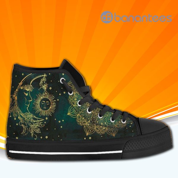 Psychedelic Sun And Moon High Top Canvas Shoes Sneakers For Men And Women Product Photo