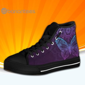 Purple Butterfly High Top Canvas Shoes Sneakers For Men And Women Product Photo