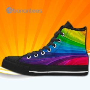 Rainbow High Top Canvas Shoes Sneakers For Men And Women Product Photo
