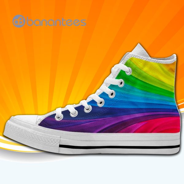 Rainbow High Top Canvas Shoes Sneakers For Men And Women Product Photo