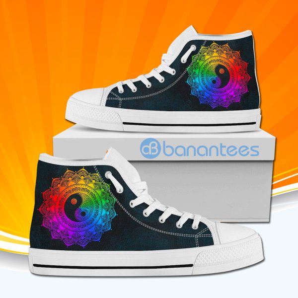 Rainbow Yin Yang Mandala Zen High Top Canvas Shoes Sneakers For Men And Women Product Photo
