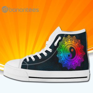 Rainbow Yin Yang Mandala Zen High Top Canvas Shoes Sneakers For Men And Women Product Photo