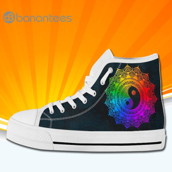 Rainbow Yin Yang Mandala Zen High Top Canvas Shoes Sneakers For Men And Women Product Photo