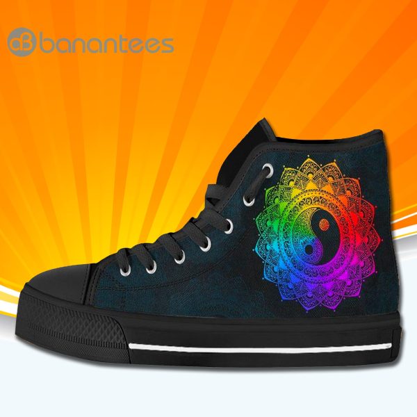 Rainbow Yin Yang Mandala Zen High Top Canvas Shoes Sneakers For Men And Women Product Photo