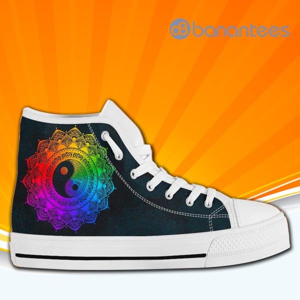 Rainbow Yin Yang Mandala Zen High Top Canvas Shoes Sneakers For Men And Women Product Photo