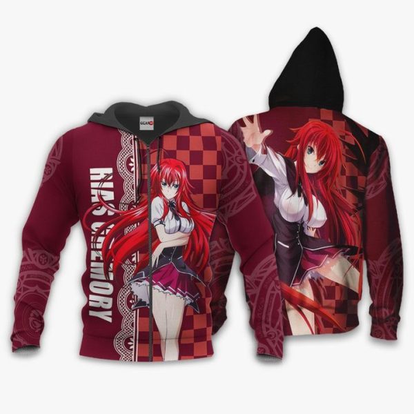 Rias Gremory Hoodie Anime All Over Print Hoodie | Jacket Bomber | Zip - 3D Zip Hoodie - Red