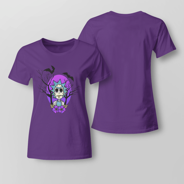 Rick And Morty Purple Moon Halloween Night Halloween Gift Shirt Product Photo