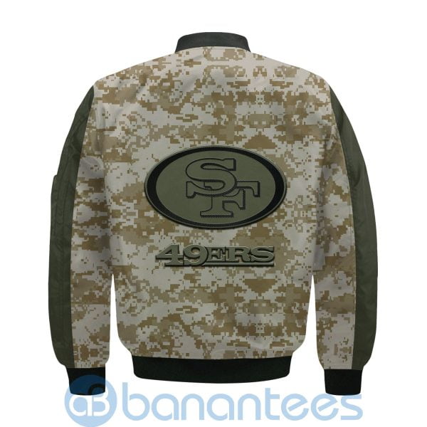 San Francisco 49ers American Football Team Logo Camouflage Custom Name Bomber Jacket Product Photo