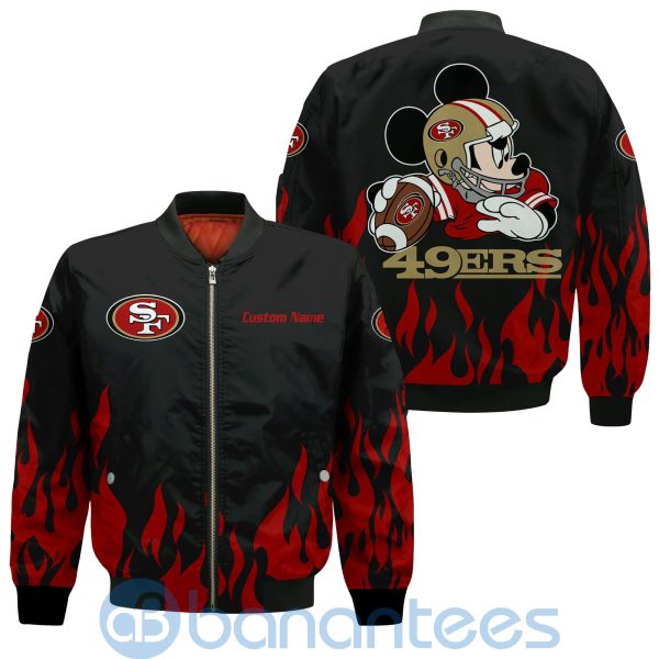 San Francisco 49ers Football Team Logo Disney Mickey Custom Name Bomber Jacket Product Photo