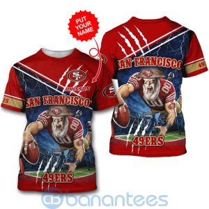 San Francisco 49ers Mascot Catching Ball Custom Name 3D All Over Printed Shirt Product Photo