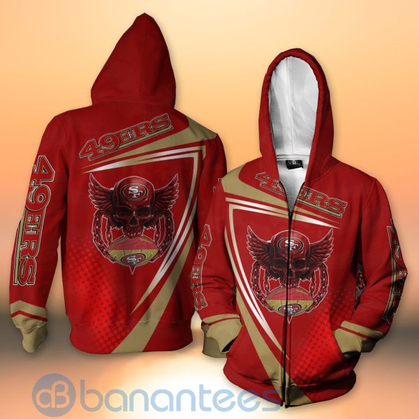 San Francisco 49ers NFL Skull American Football Sporty Design 3D All Over Printed Shirt Product Photo