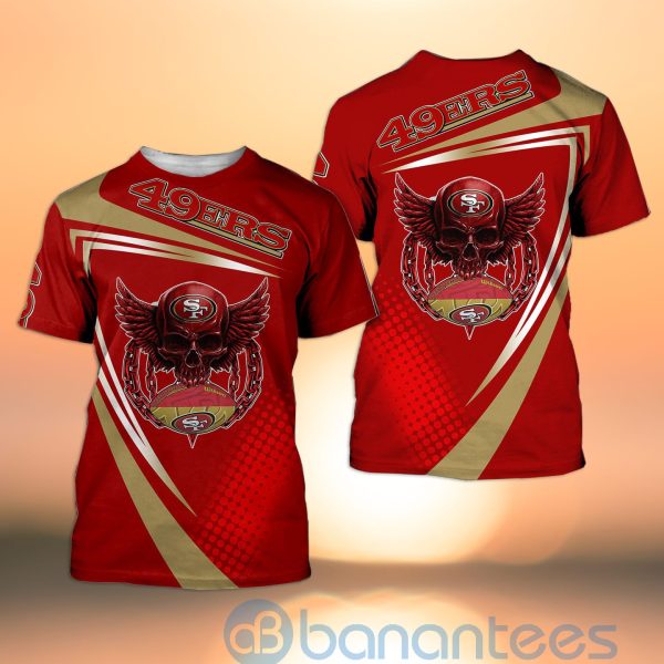 San Francisco 49ers NFL Skull American Football Sporty Design 3D All Over Printed Shirt Product Photo