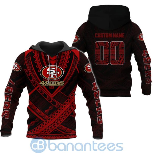 San Francisco 49ers NFL Team Logo Polynesian Pattern Custom Name Number 3D All Over Printed Shirt Product Photo