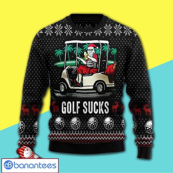 Santa Clause And Golf Sucks All Over Print Ugly Christmas Sweater Product Photo